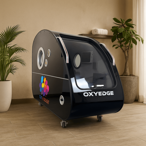 Black side sitting hard shell hyperbaric chamber
