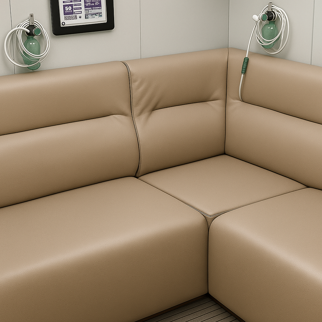 Modern pod with orange chair inside