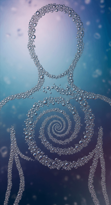 Human silhouette made of bubbles